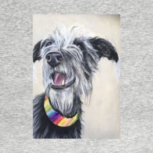 Scruffy Lurcher rainbow collar T-Shirt